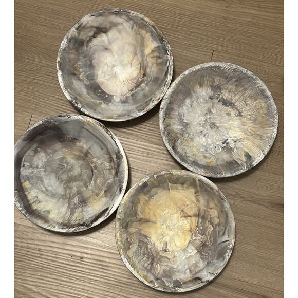 NASHI Home Resinware Australia Everyday Four (4) Bowls Small Gray Swirl - Picture 1 of 8